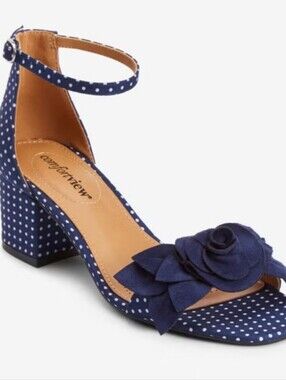 The Ona Sandal by Comfortview Navy Blue Dot Size 11 WW